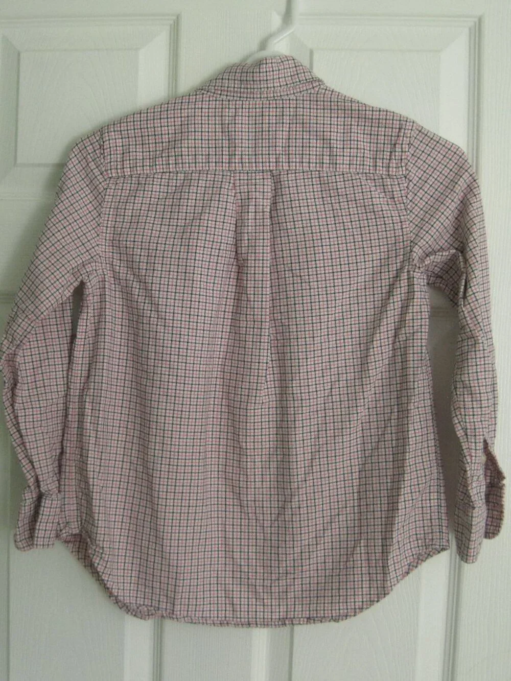 Ralph Lauren Boys Pink Black Plaid Oxford Button Down Cotton Dress Shirt Sz S/8